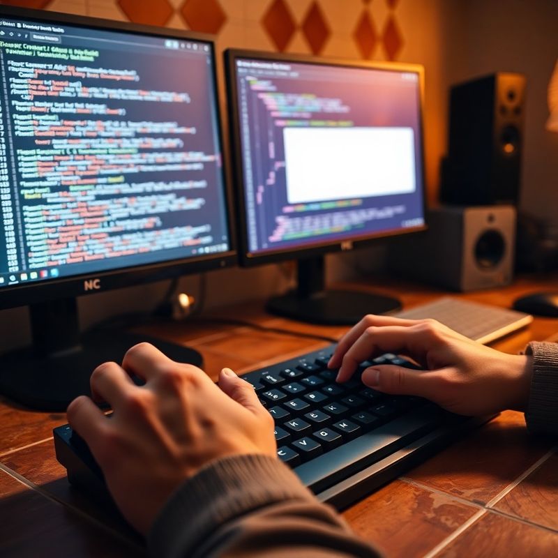 Manos de desarrollador escribiendo código Python junto a un panel de API de bróker